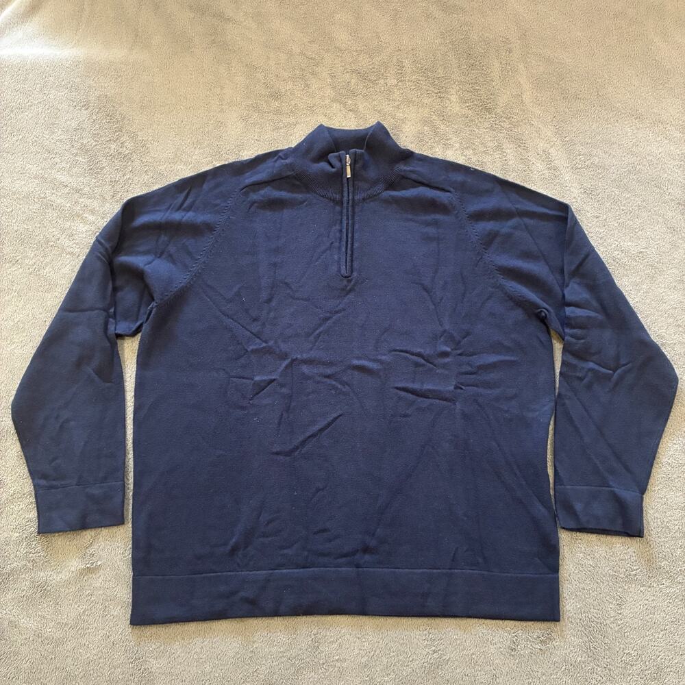 L.L. Bean Navy 1/4 Zip Long Sleeves Ribbed Cuffs Pullover Sweater Men's Size XL
